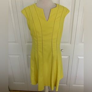 TED BAKER London Yellow Fit & Flare Sleeveless Dress Size 4/US 10